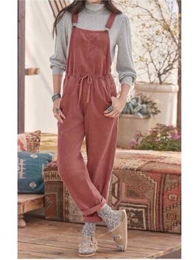 Sundance Artist Paradise Corduroy Sleeveless Straight Overalls Pink Medium